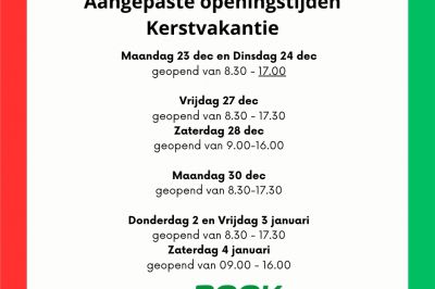 Aangepaste Openingstijden Kerst en Oud & Nieuw